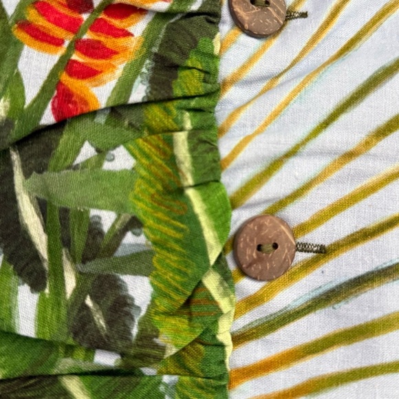 NWT Farm Rio Top Tropical Green Button-Up Crop Top Linen Viscose Blend Size XS - Picture 5 of 5